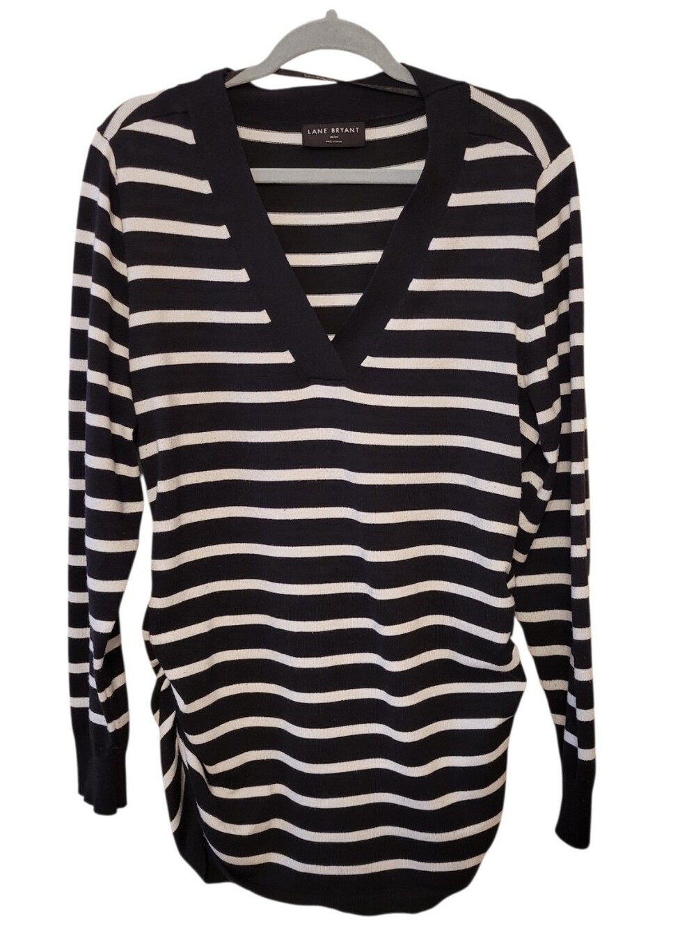 Lane Bryant Black & White Stripe V-Neck Sweater Size 18/20